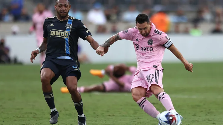CHESTER, PENNSYLVANIA - AUGUST 15: Lionel Messi #10 of Inter Miami CF scores a goal in the first half during the Leagues Cup 2023 semifinals match between Inter Miami CF and Philadelphia Union at Subaru Park on August 15, 2023 in Chester, Pennsylvania. (Photo by Tim Nwachukwu/Getty Images)