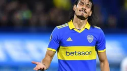 Edinson Cavani con la camiseta de Boca Juniors.