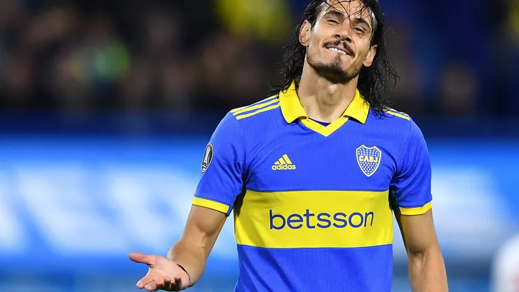 Edinson Cavani con la camiseta de Boca Juniors.