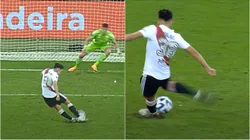 El momento en el que el pie izquierdo del jugador de River desvía la pelota.