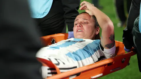 HAMILTON, NEW ZEALAND - AUGUST 02: Florencia Bonsegundo of Argentina is stretchered off the pitch after an injury during the FIFA Women's World Cup Australia & New Zealand 2023 Group G match between Argentina and Sweden at Waikato Stadium on August 02, 2023 in Hamilton, New Zealand. (Photo by Phil Walter/Getty Images)
