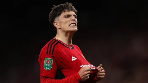 Garnacho durante el triunfo de Manchester United.