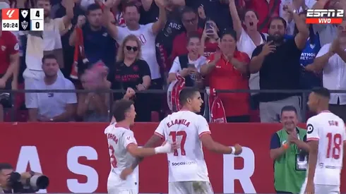 El festejo de gol de Erik Lamela.