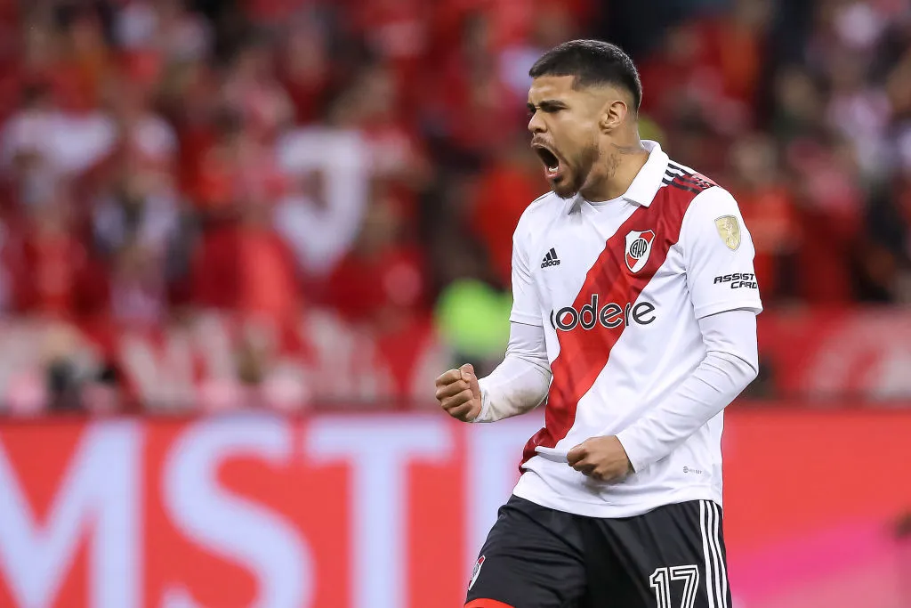 Paulo Díaz celebrando un gol con la camiseta de River. (Foto: Getty).