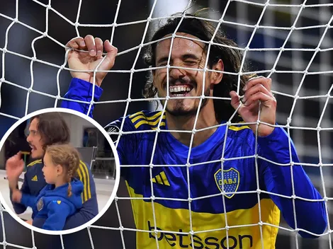 VIDEO | Cavani le enseñó una canción de Boca a su hija antes del cruce con Palmeiras