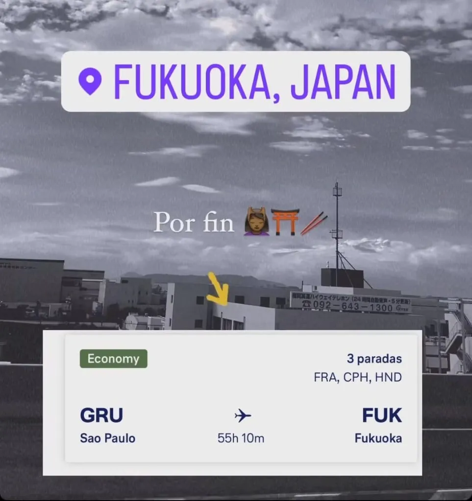 La story que compartió Lorena Benítez, quien salió desde San Pablo, ya que juega en Palmeiras.