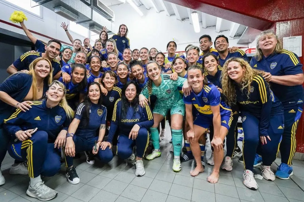 La foto post victoria en el Superclásico. (PRENSA BOCA)