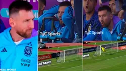 Los efusivos gestos de Messi en el banco de suplentes en pleno Bolivia - Argentina (VIDEO)