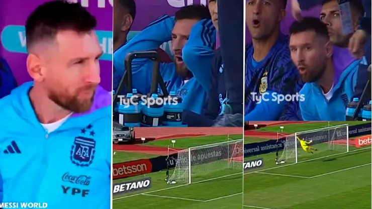 Los efusivos gestos de Messi en el banco de suplentes en pleno Bolivia - Argentina (VIDEO)