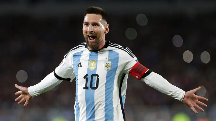 El festejo de gol de Lionel Messi.