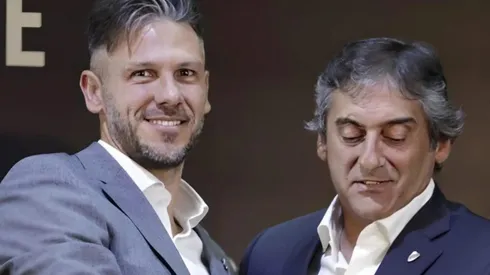 Enzo Francescoli junto a Martín Demichelis. (Prensa River)