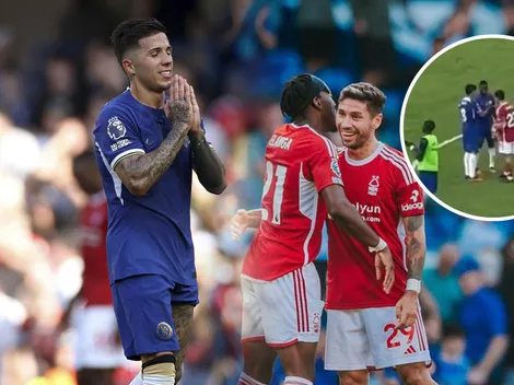 VIDEO | El momento justo donde Enzo Fernández se cruzó con Montiel en la Premier League