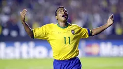 25 Apr 2001: Romario of Brasil celebrates after scoring a goal during the Brasil v Peru match played at the Morumbi Stadium Sao Paulo Brazil. DIGITAL IMAGE Mandatory Credit: Allsport UK/ALLSPORT