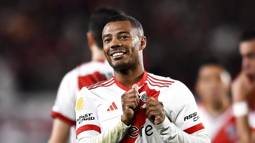 De La Cruz festejando un gol en River. (Foto: Getty)