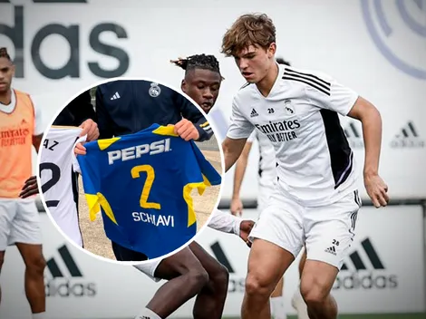 Nico Paz posó con la camiseta de Boca en Madrid