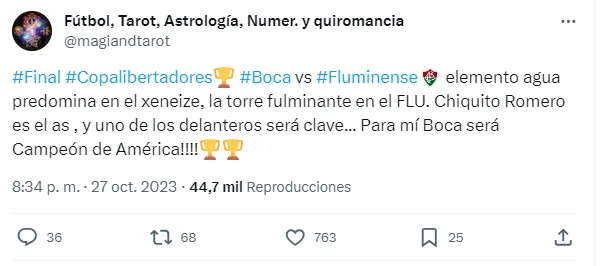 Tuit del astrólogo @magiandtarot.