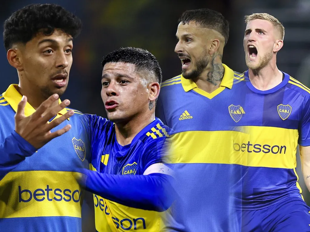 Cristian Medina, Marcos Rojo, Darío Benedetto y Nicolás Valentini no entrenaron a la par a 9 días de la final. (Getty Images)