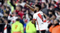 Miguel Borja festejando uno de sus tantos.