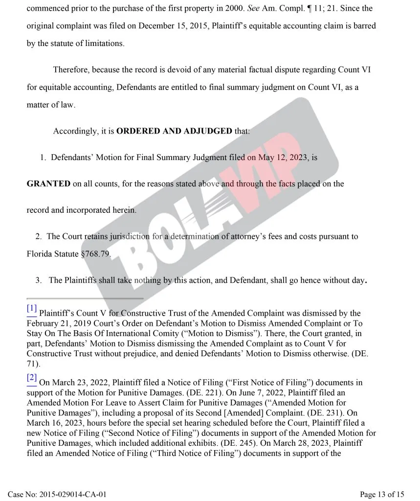 Los tres puntos de la decisión final del juez de la causa. (Foto: Bolavip)