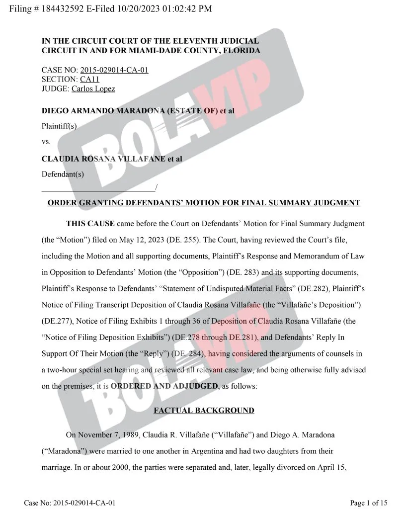 La primera página de la resolución que tomó el juez Carlos López. (Foto: Bolavip).