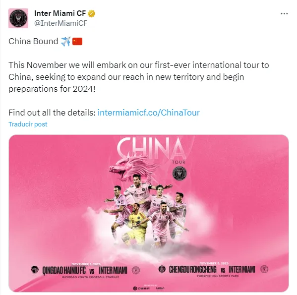 El anuncio de Inter Miami para oficializar la gira asiática que se llevará a cabo en noviembre próximo. (Foto: Getty)
