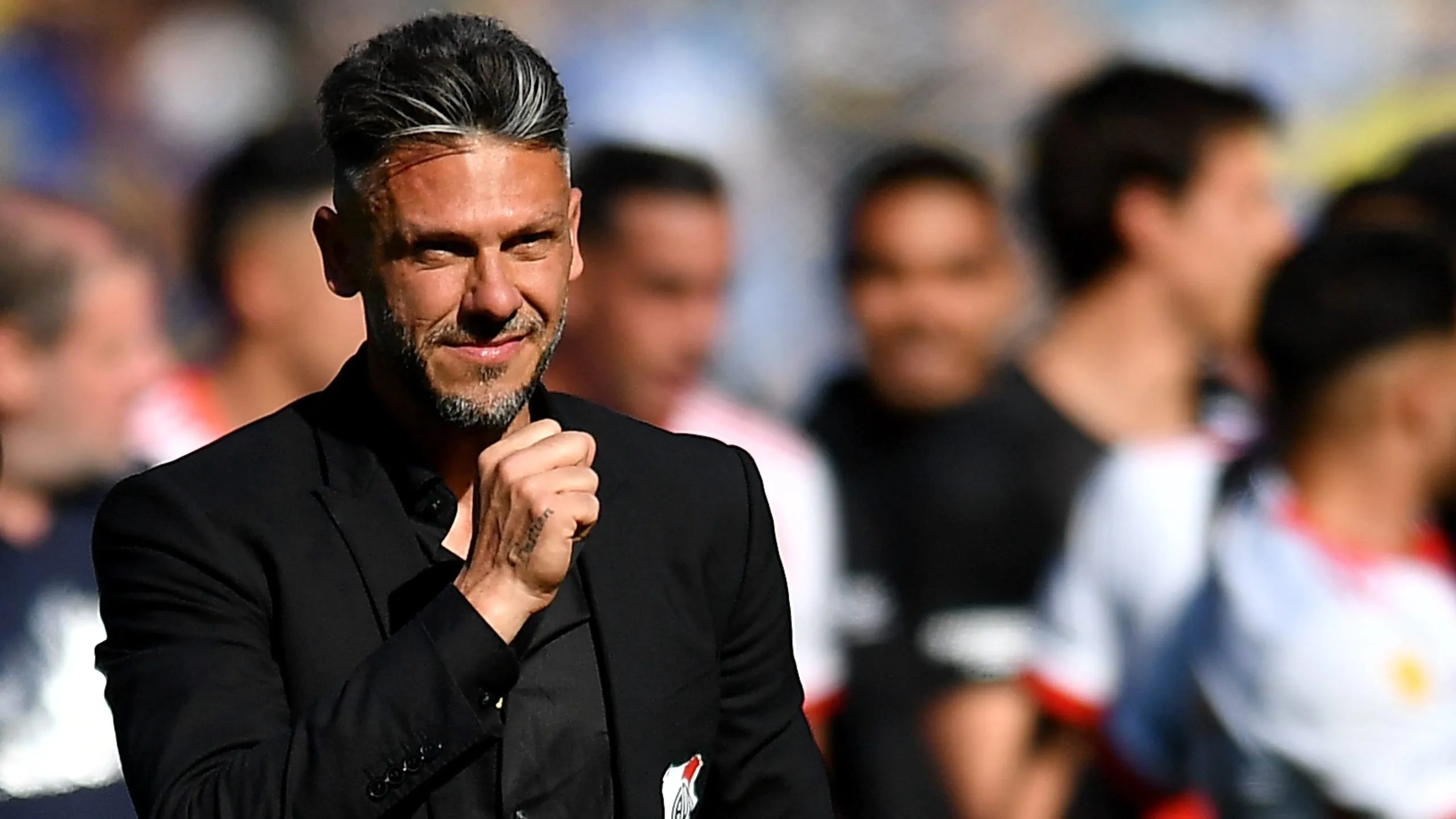 Martín Demichelis celebra la victoria ante Boca que le permitió cortar una racha de siete partidos sin sumar de a tres como visitante.