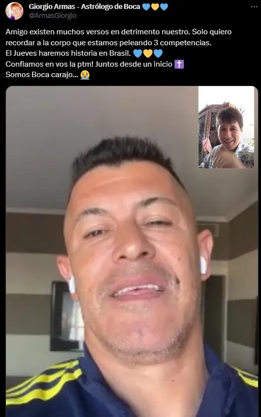 Jorge Almirón habló con el astrólogo Xeneize antes de viajar a Brasil. Foto: @ArmasGiorgio