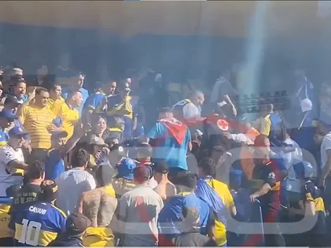 VIDEO | Descubrieron a un hincha de River infiltrado en la tribuna de Boca: se fue en camilla