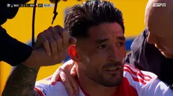 Mostró el escudo: la provocación de Casco a la platea de Boca en el Superclásico