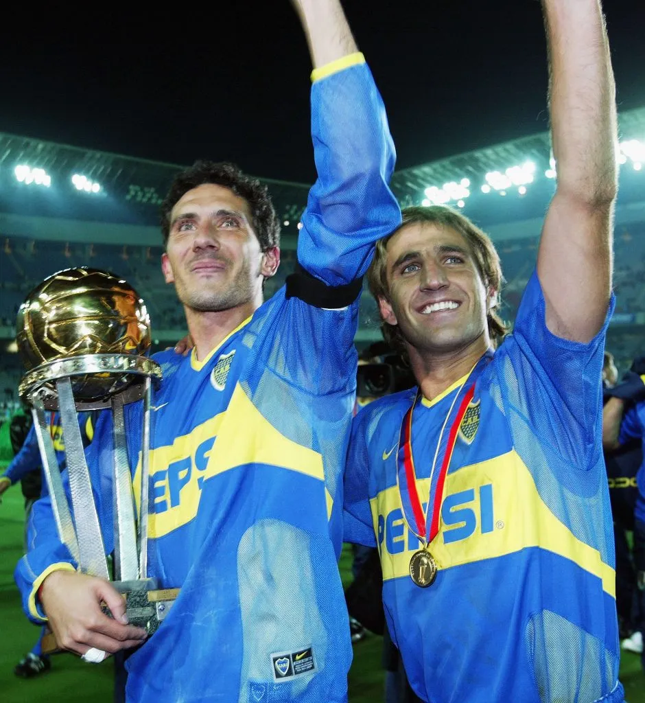 Diego Cagna celebrando la Copa Intercontinental que logró en 2023 con Boca. (Getty Images)