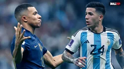 Kylian Mbappé y Enzo Fernández en la final de Qatar 2022.