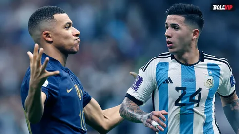 Kylian Mbappé y Enzo Fernández en la final de Qatar 2022.