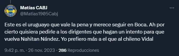 Los hinchas piden por Nández.