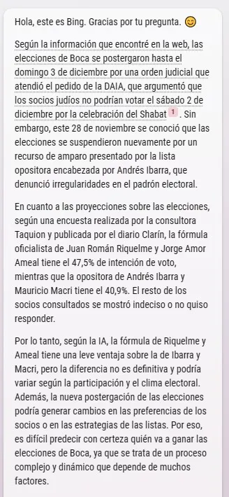 Bing Chat pronosticó una victoria de Riquelme en las urnas.