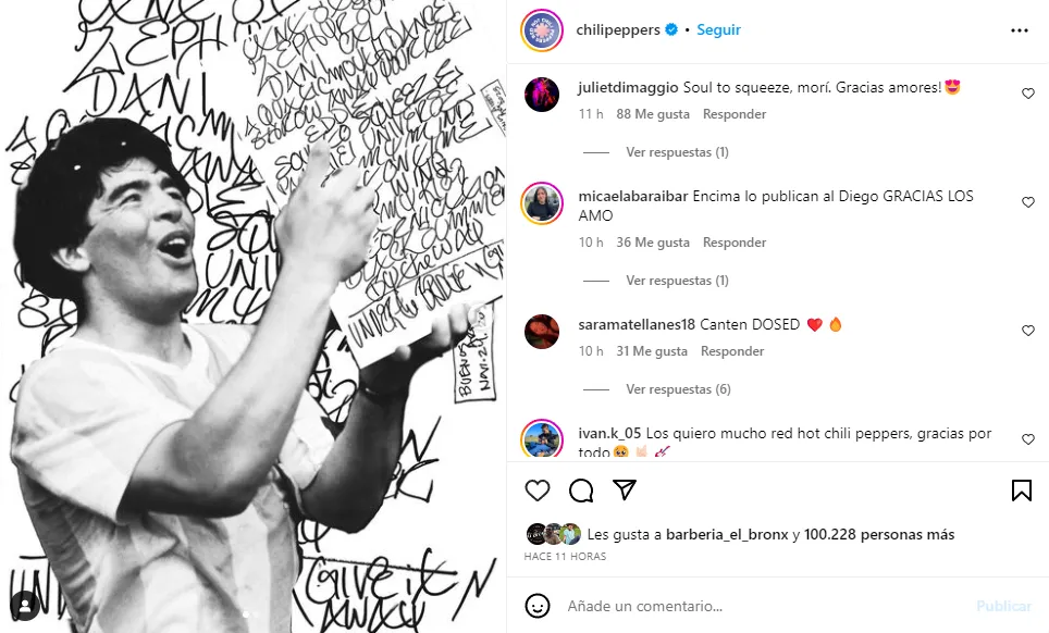 Red Hot Chili Peppers publicó su setlist del primer show en River con imagen del Diego