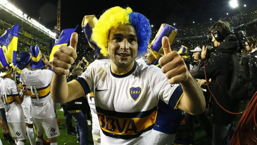 Nico Lodeiro y los festejos por el título de 2015.