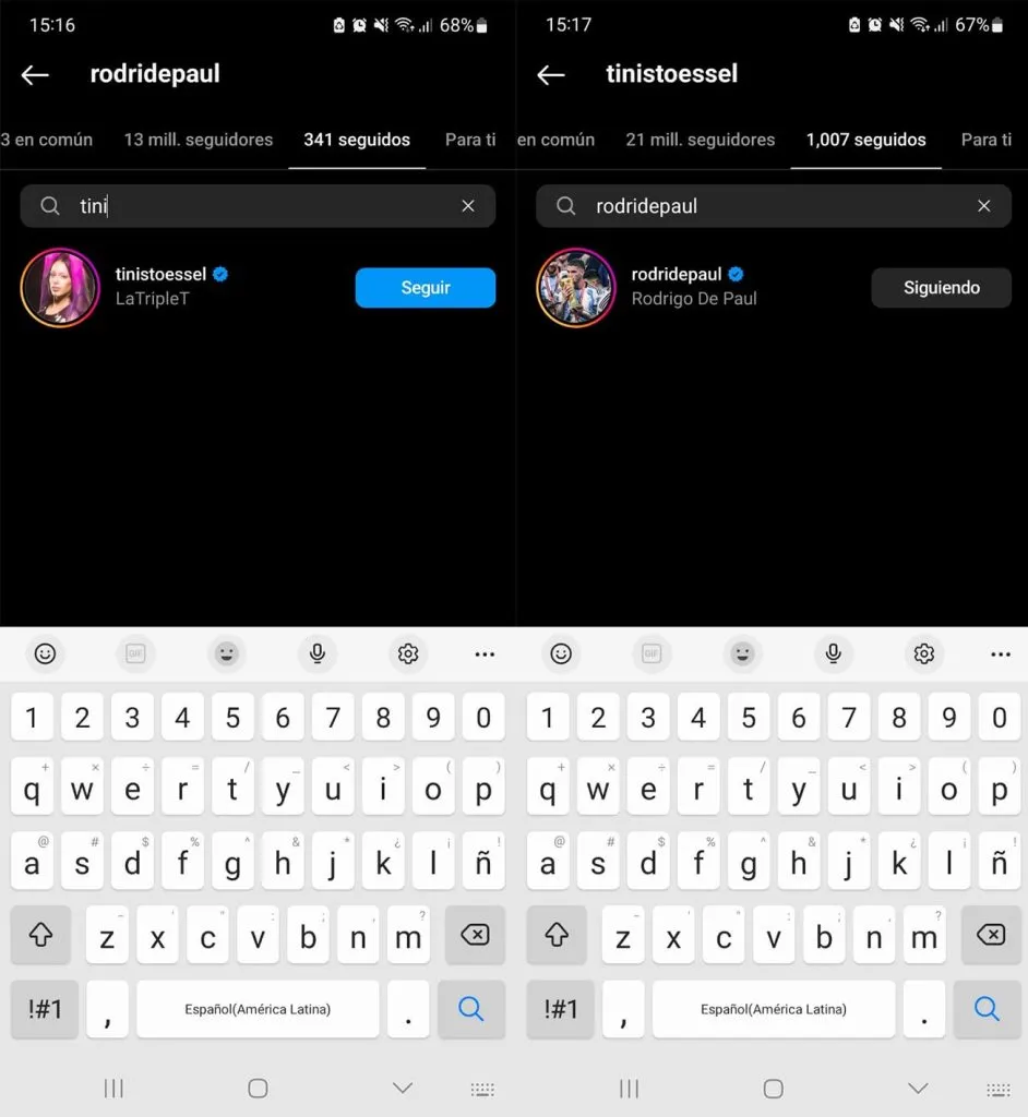 Rodrigo De Paul y Tini Stoessel volvieron a seguirse en Instagram.