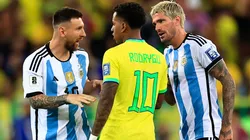 Rodrigo De Paul le dedicó un mensaje a Rodrygo Goes en su cuenta de Twitter tras el 1 a 0 de Argentina a Brasil. Getty Images.