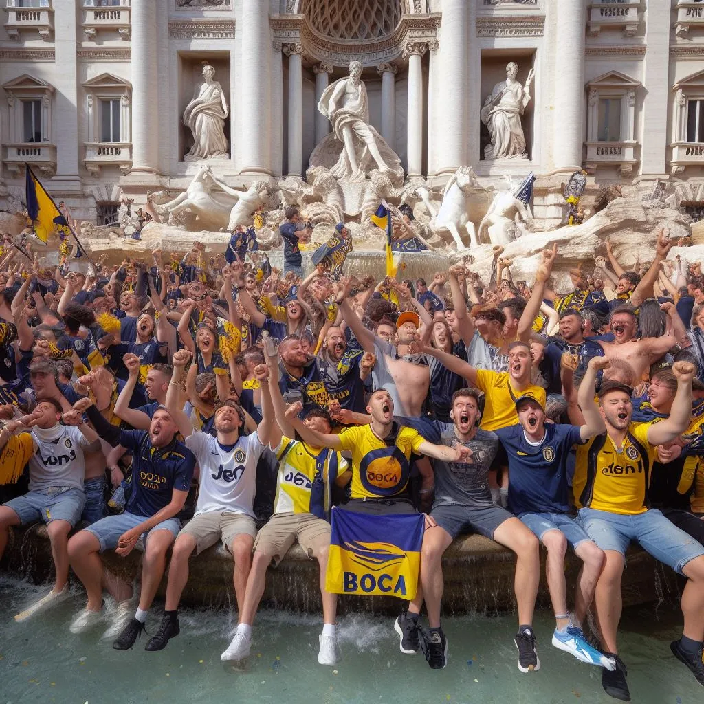 Roma, repleta de hinchas de Boca. (Foto: Bing Image Generator, Dall-E-3)