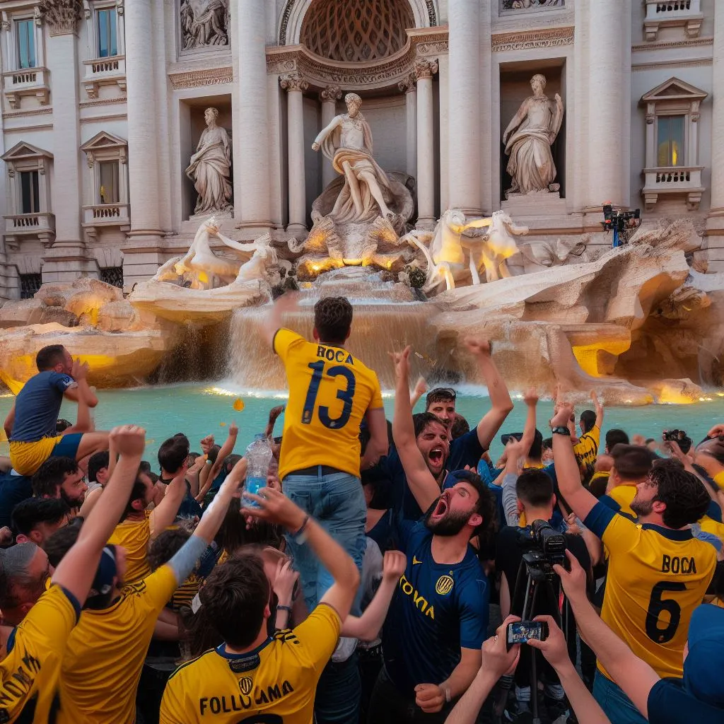 Roma, repleta de hinchas de Boca. (Foto: Bing Image Generator, Dall-E-3)