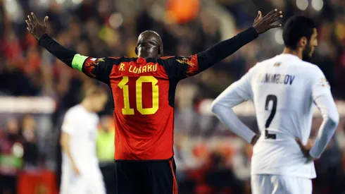 Romelu Lukaku festejando uno de sus goles.