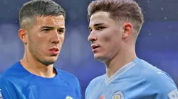 Enzo Fernández en Chelsea y Julian Álvarez en Manchester City, campeones del mundo en la Premier League.