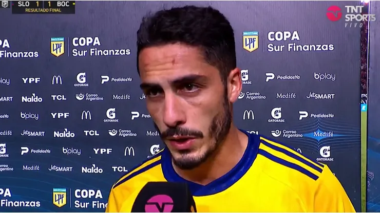 Nicolás Figal, enojado tras el empate de Boca.