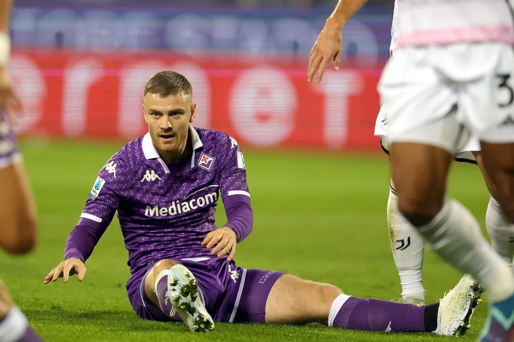 Lucas Beltrán vs. Juventus el domingo cinco de noviembre. Getty Images.