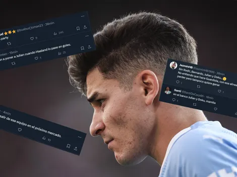 Julián Álvarez es suplente en Manchester City y los hinchas destrozaron a Guardiola