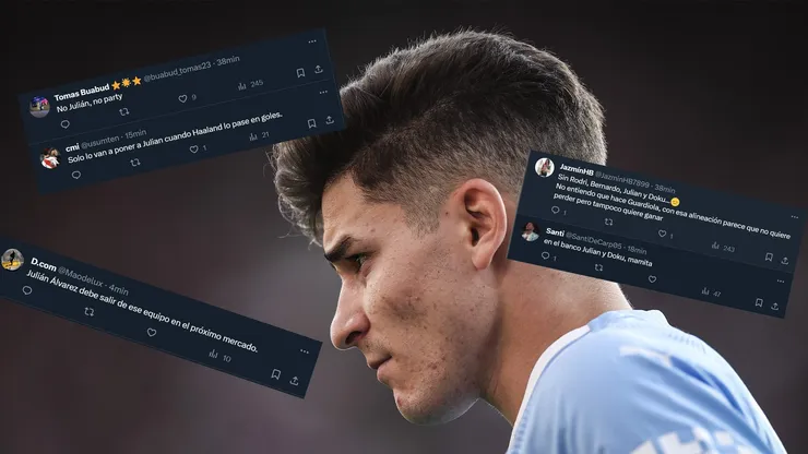 Julián Álvarez es suplente en Manchester City y los hinchas destrozaron a Guardiola