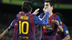 Lionel Messi, junto a Isaac Cuenca en Barcelona 2012.
