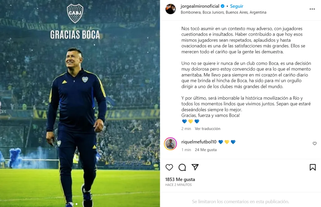 Instagram Jorge Almirón