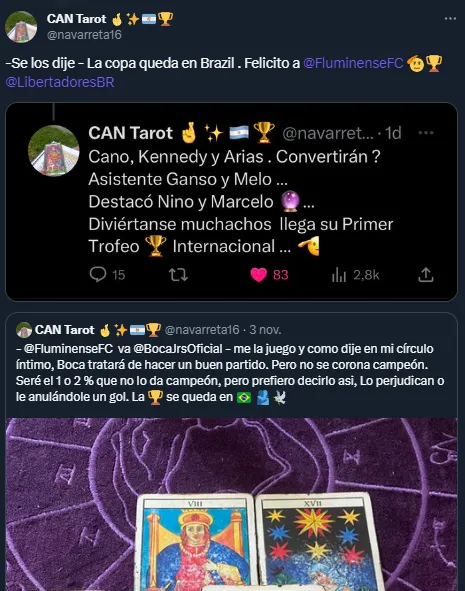 La predicción cumplida de Can Tarot (Twitter @navarreta16).