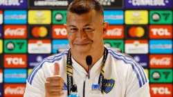 Jorge Almirón, en una rueda de prensa en su paso por Boca